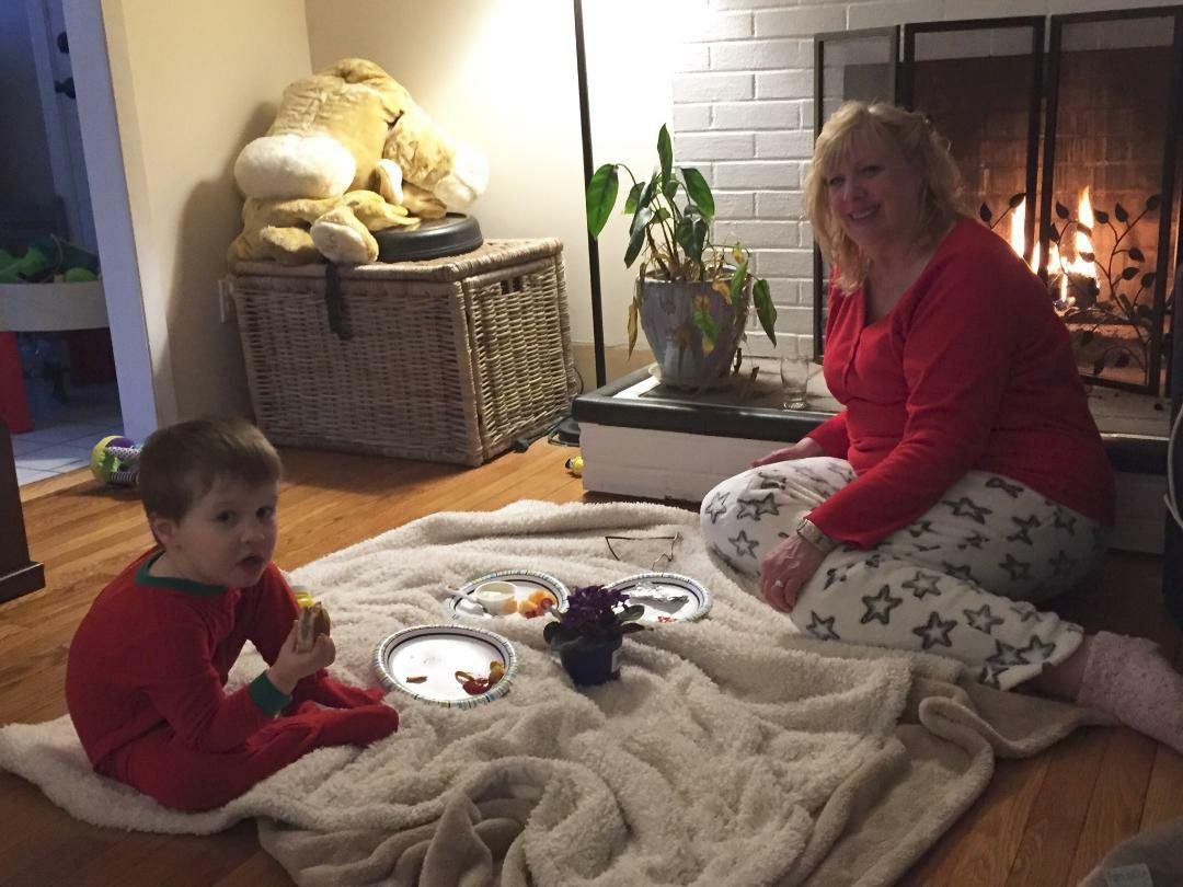 Pajama picnic with my boy Sawyer