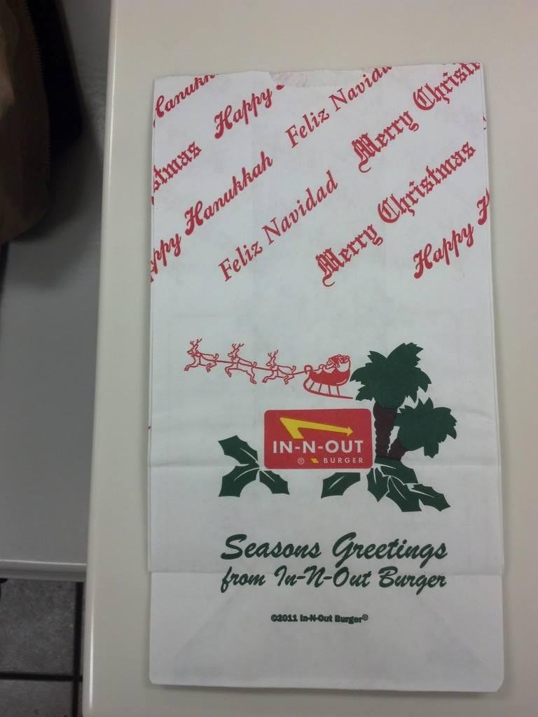 In honor of my Lyft passenger Tiffanie from Brooklyn--the In-N-Out Holiday Bag, whoohoooo!!! (Y)
