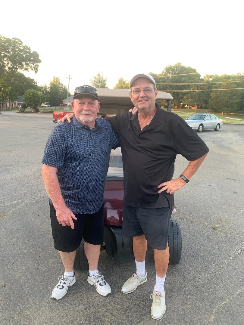 Caught up with old friend from high school , Charles Shelton , and played 18 holes . We told some stories (some of which were true) and had a great day. Not seen him in 49 years as he has been (and still is) living in Cali