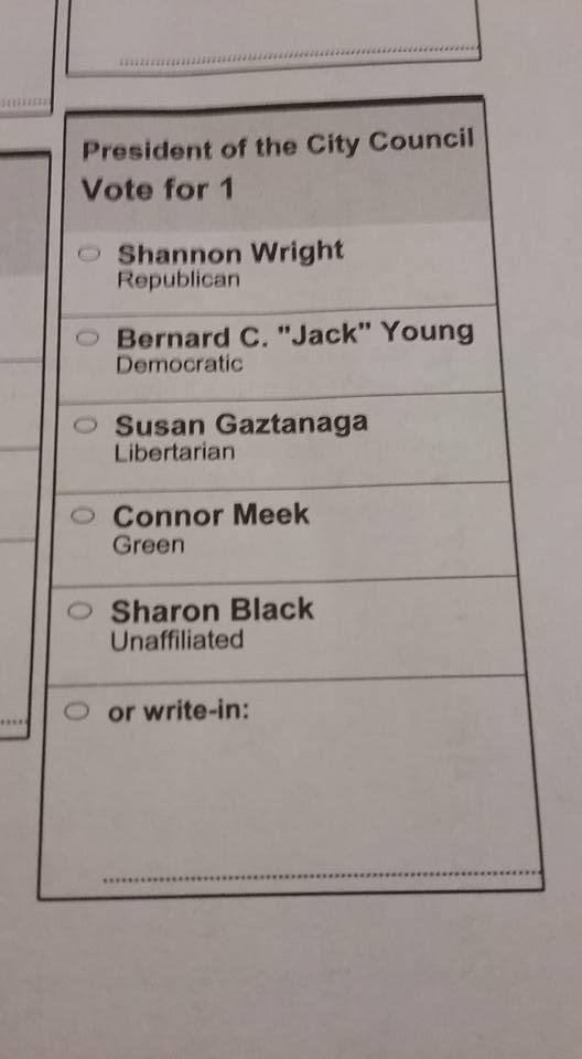 Sharon black on the official ballot the first socialist candidate for city council president in Baltimore Maryland