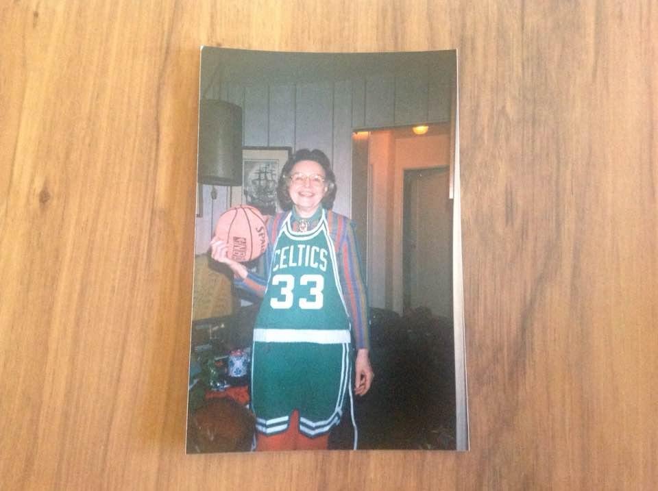 Here's a photo of the Celtics number 1 fan (taken in the 80's) - our Mom