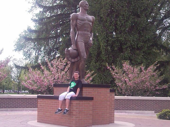 Our aspiring Spartan communes with Sparty.