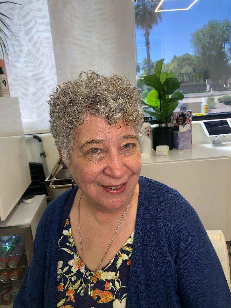 New haircut. Mostly gray with some blonde tips left. Excited.