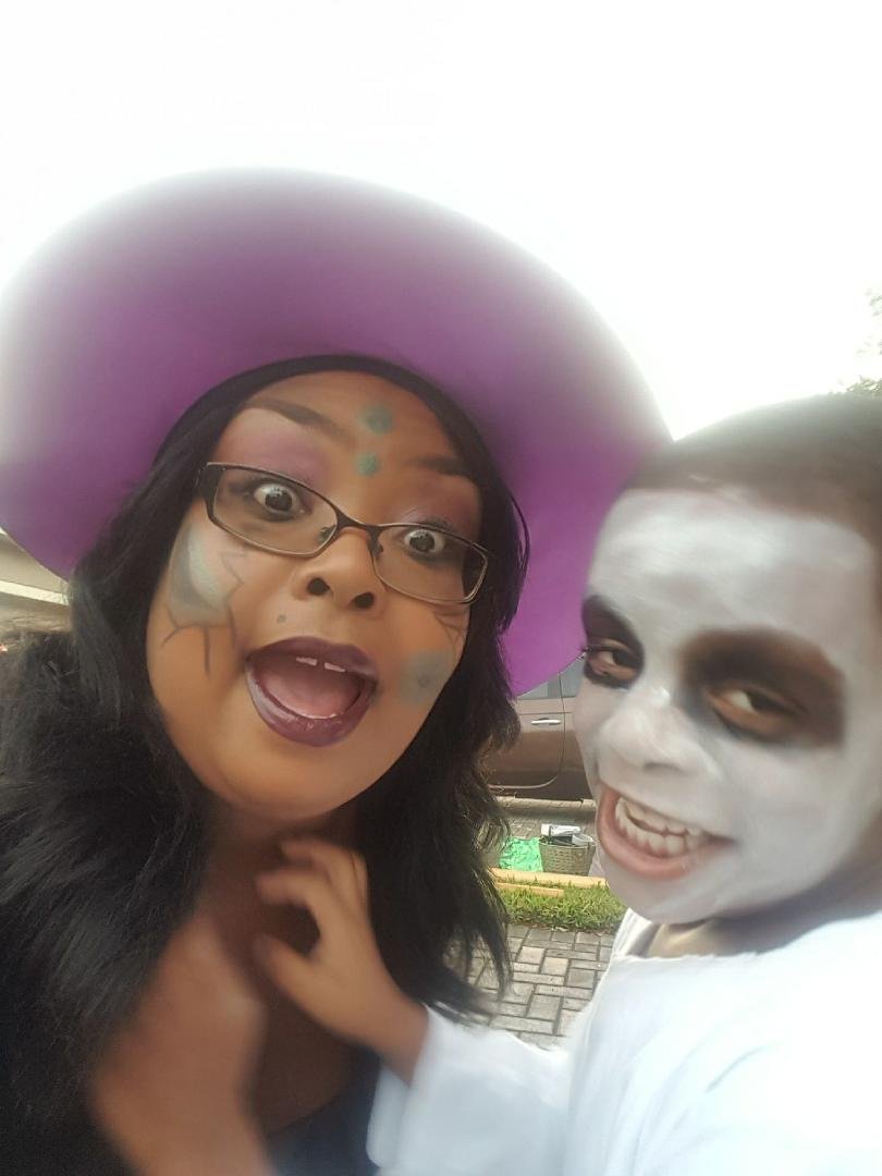 My daughter and grandson at Disney's Halloween party