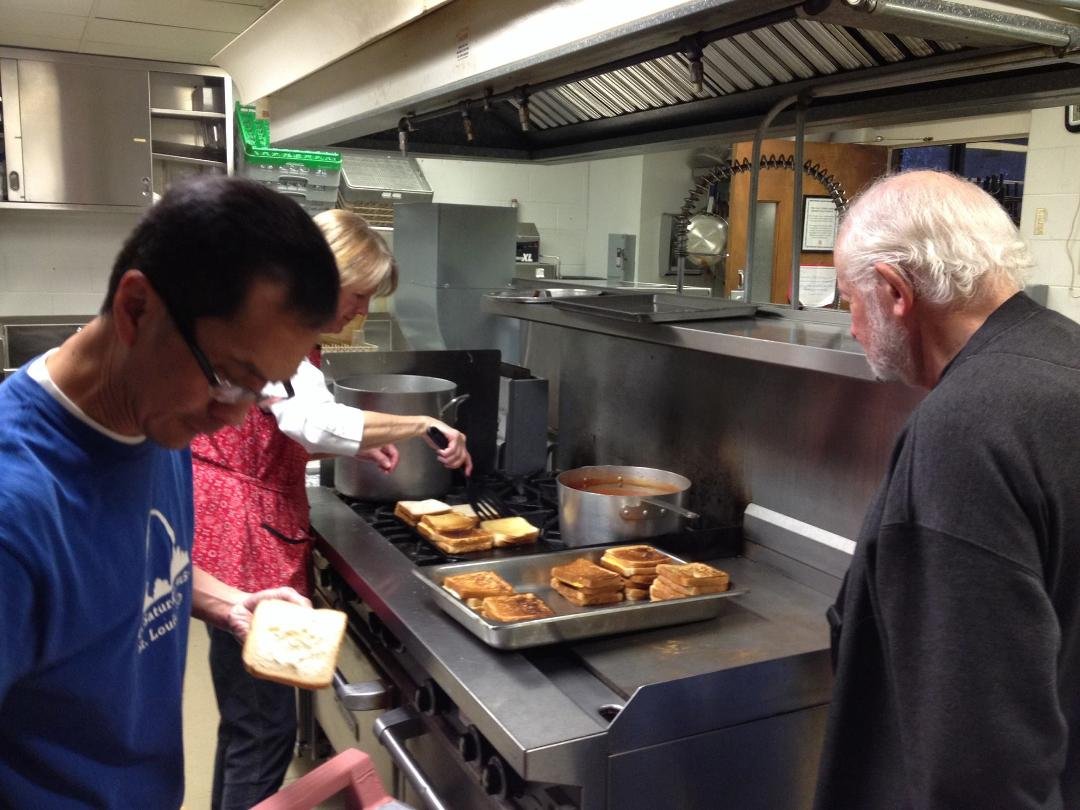 Salvation Army meal this Sun. Clam chowder,tomato soup from scratch and grilled cheese sandwiches.