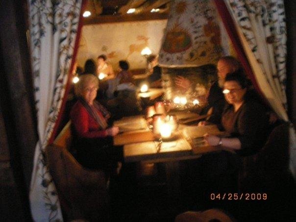 Olde Hansa. Food prepared as in the 1600's. Very good. Lighting was by candlelight only. I am surprised that this photo turned out without a flash.