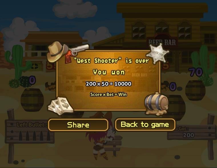 Beverly Gould played the "West Shooter" Bonus and won 10,000 coins in Let's Vegas! Come to join now!