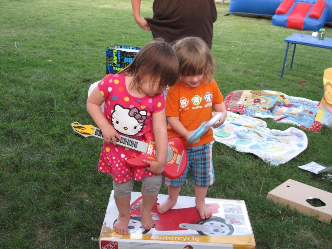 Nikki and Logan rockin out, they climbed up on the box to put on a show!!