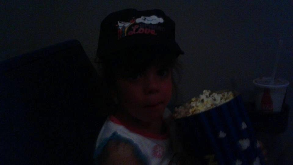 October and Papa at show again watching ANGRY BIRDS