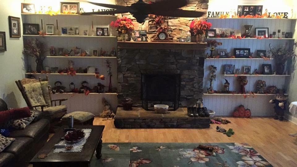 My bookshelves that my wonderful husband built for me!