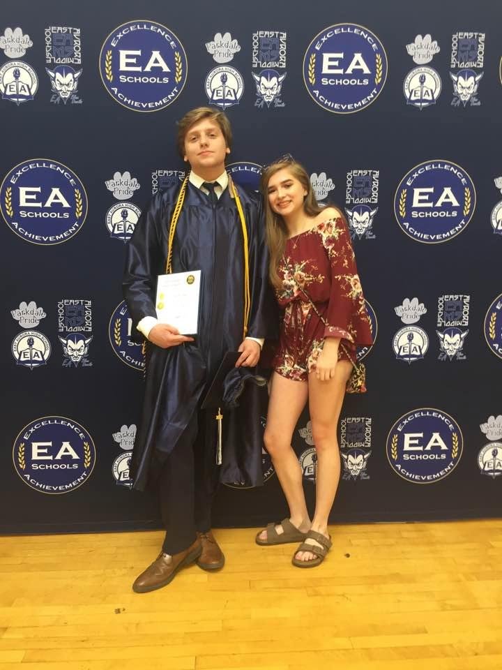 Kyle and his sister.