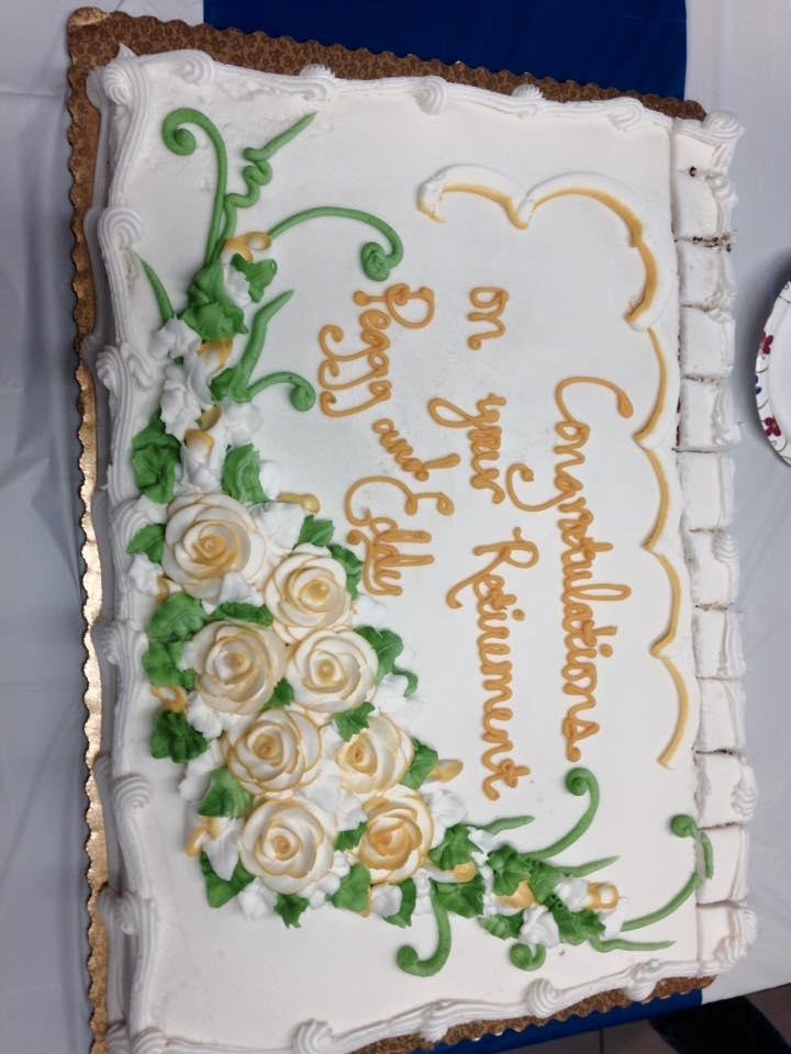 Peggy's retirement cake and party today
