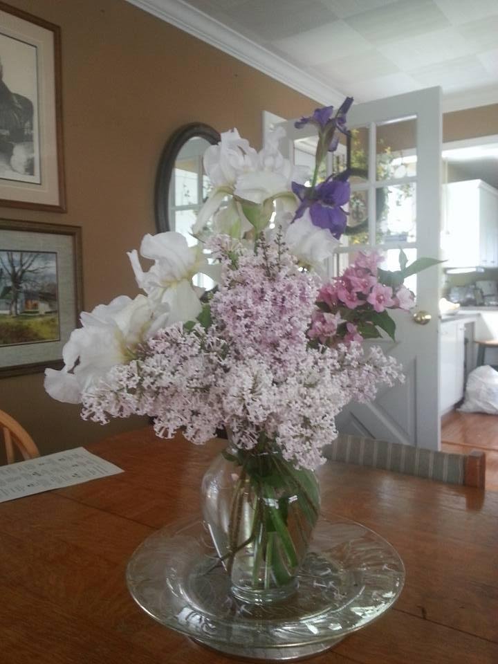My back yard gave me this beautiful bouquet of flowers today. :))