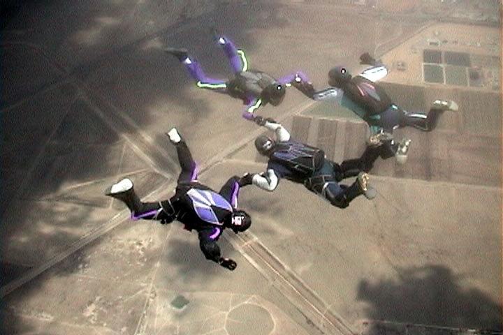 We kept turning points as we fell through the clouds, and this was a frame capture just after we broke through.  The cameraman had to keep wiping the lens because of the condensation, so it's a little blurry.  Think that co