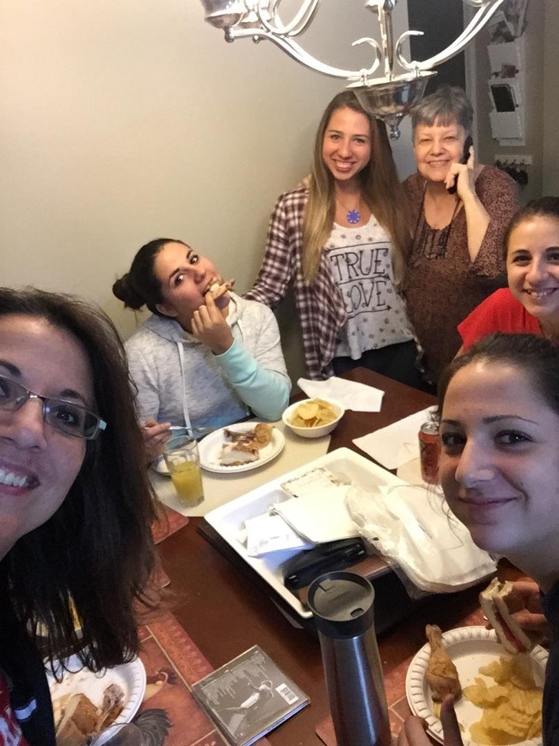 My sister and her girls at my Mothers for her Birthday. Yes it is on 9/11