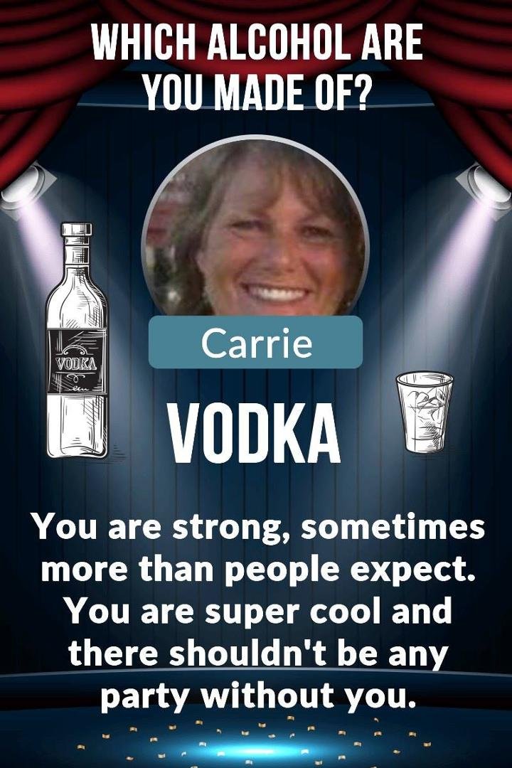 Oh no, not Vodka Carrie......cut her off quickly!! lol