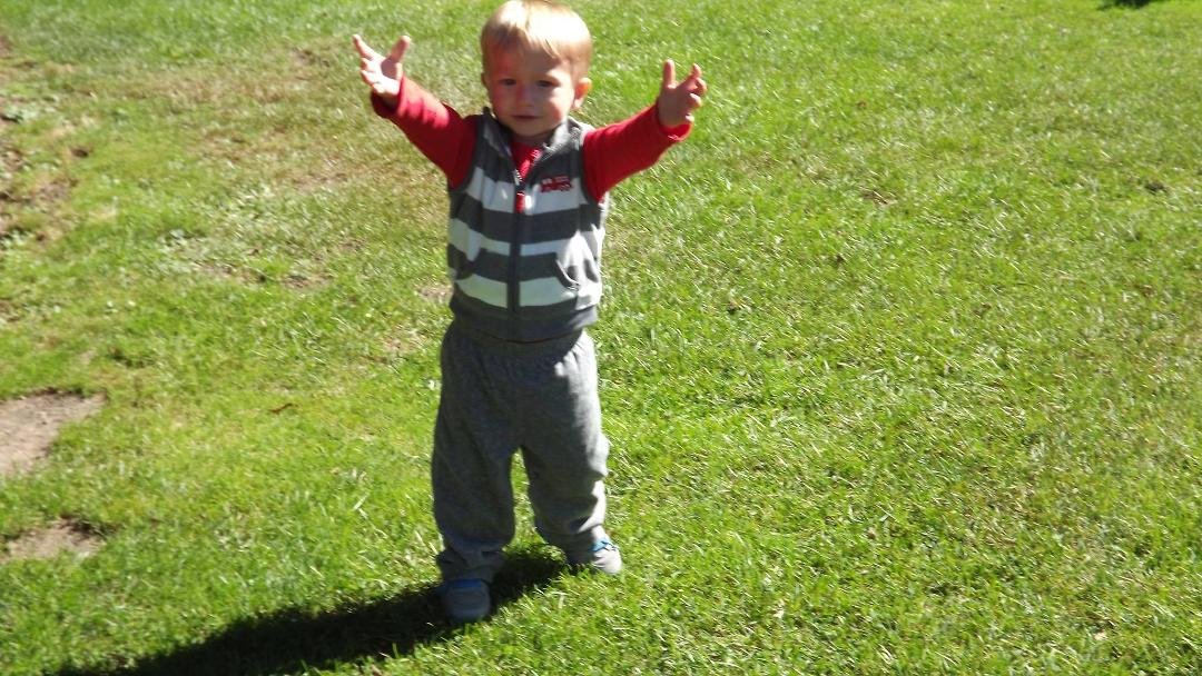 Ahh finally tired of walking and needing daddy to pick him up