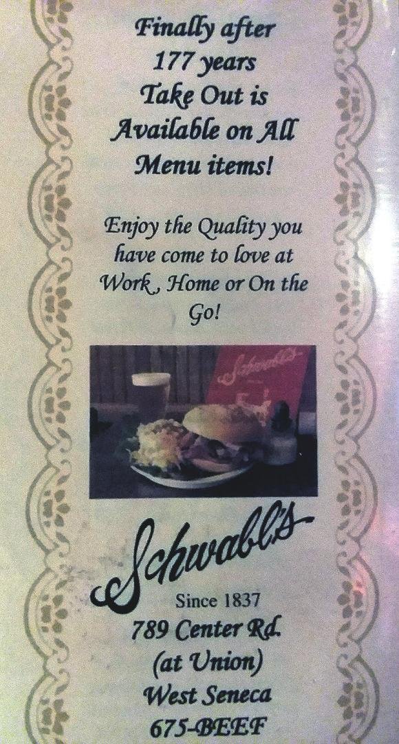 Unique way of marketing take-out food at one of the oldest restaurants in New York State, established 1837 and specializing in classic Buffalo beef-on-weck.