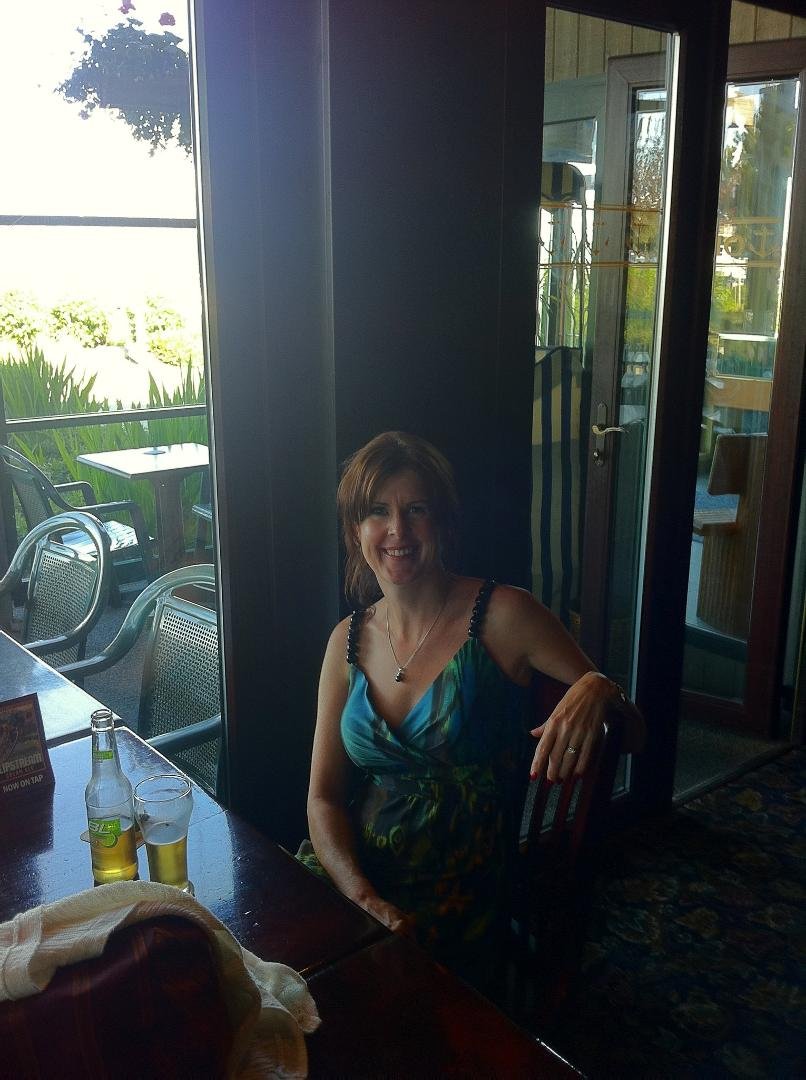 Having a beer at the Rip tide Pub!