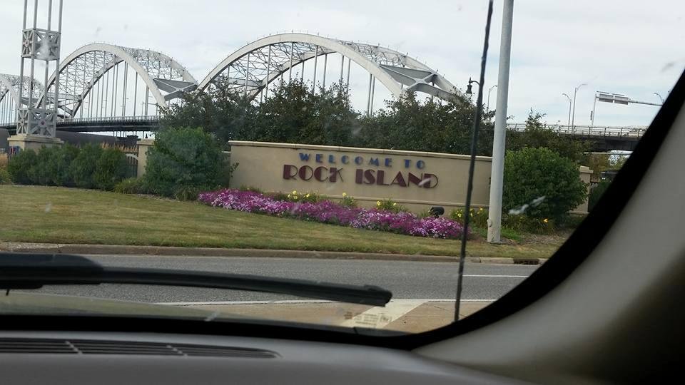 At the foot of Centennial Bridge in Rock Island Illinois