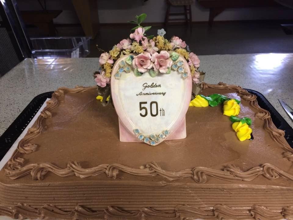 This cake topper was used at my grandparents anniversary in 1964. Today we are celebrating the Golden Wedding Anniversary of my cousins.