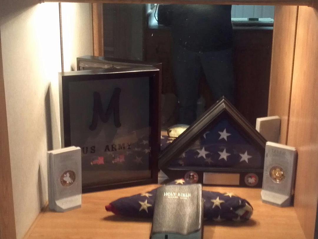 I love the shadow box on the left that my amazing sister made for me. Thank you Jen. I love you