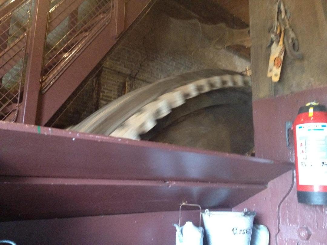 The wheel that works the pump once the mill's sails are in motion