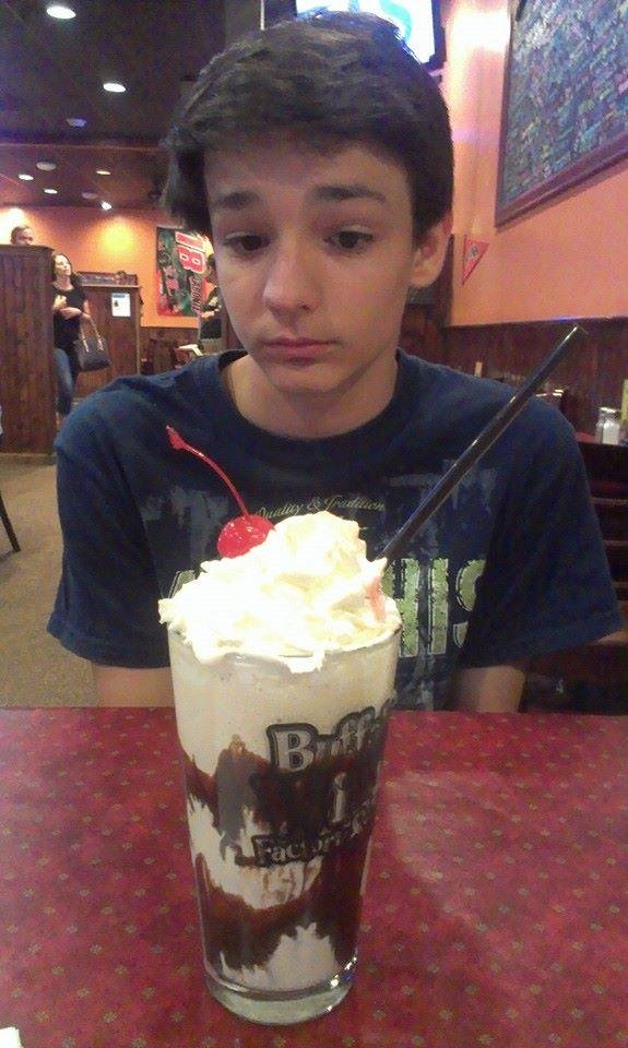 With Stephen, chillin with a milkshake appetizer before our buffalo bites come to the table!