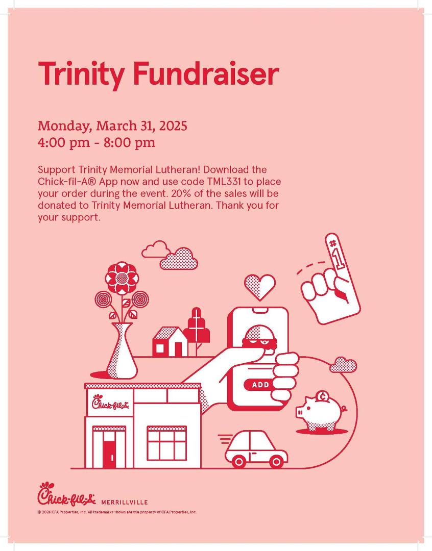 My church is having a Fundraiser to raise money for our koinonia fellowship events. Enjoy some good food and help support Trinity Memorial Lutheran Church. Hope to see there!
Merrillville Location Only!
2385 Southlake Ma