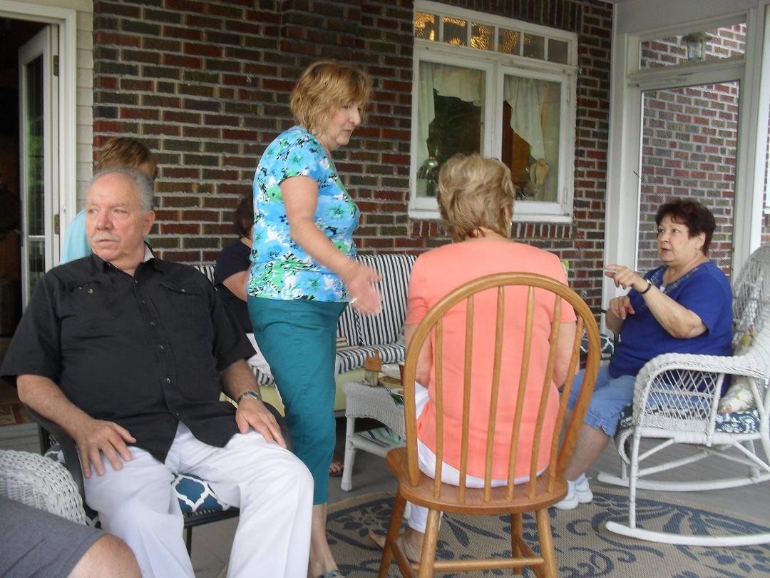 school friend get together  John Reber, Kathy Fessler, Dee Dee Clouse and Judy Taylor( back).