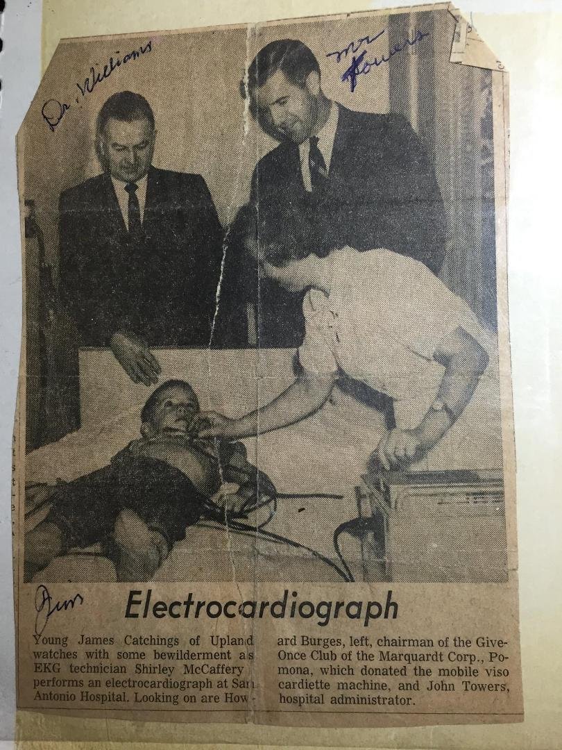 Throw back thursday , 50 years ago first electrocardiogram, Me 8 years old, it was a big deal back then.with Chief Administrator, Director of the Hospital. Upland San Antonio Hospital.