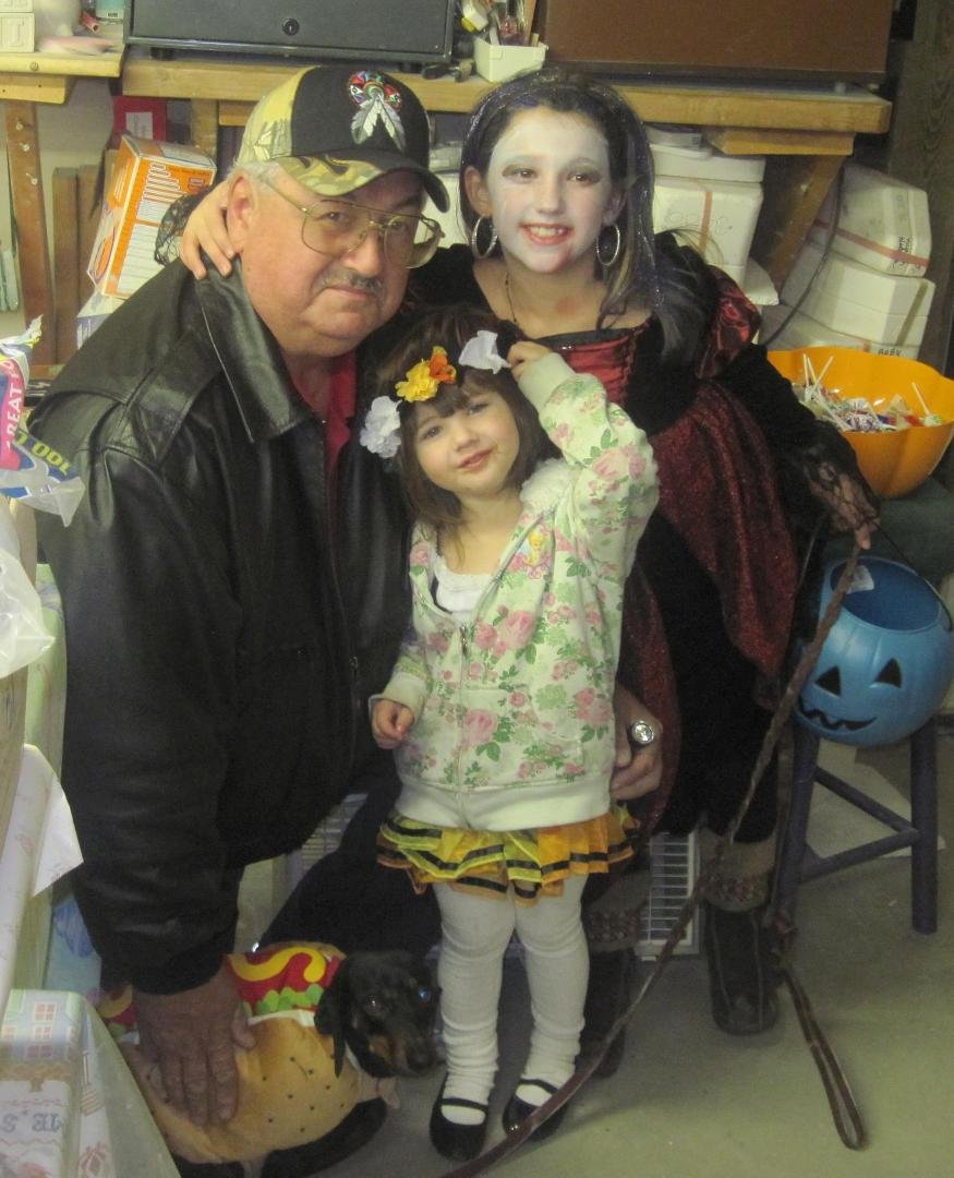My two goblins and a Hot Dog, 2011 Halloween.