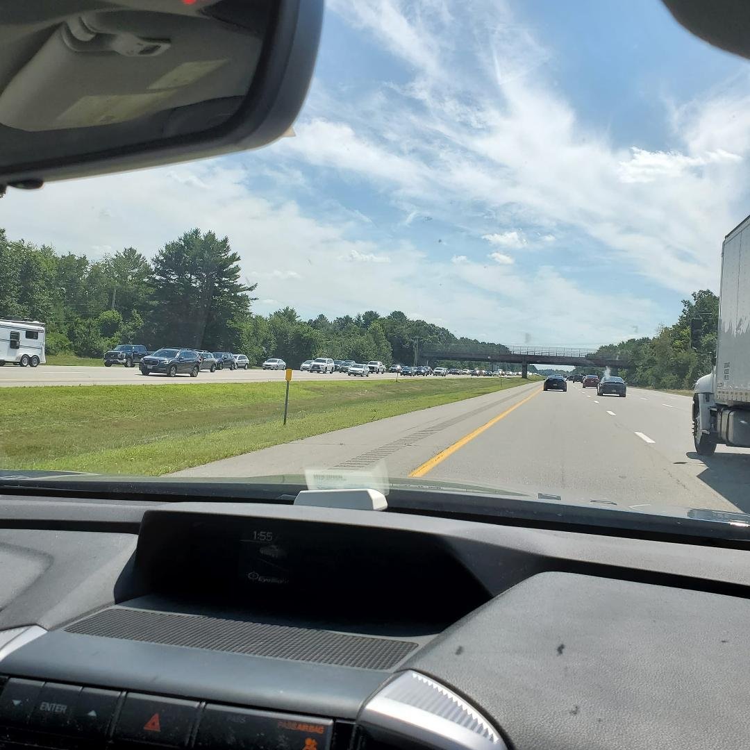 Just entered Massachusetts. Thank heaven we went to Maine on Tuesday . Traffic formorethn 10 miles