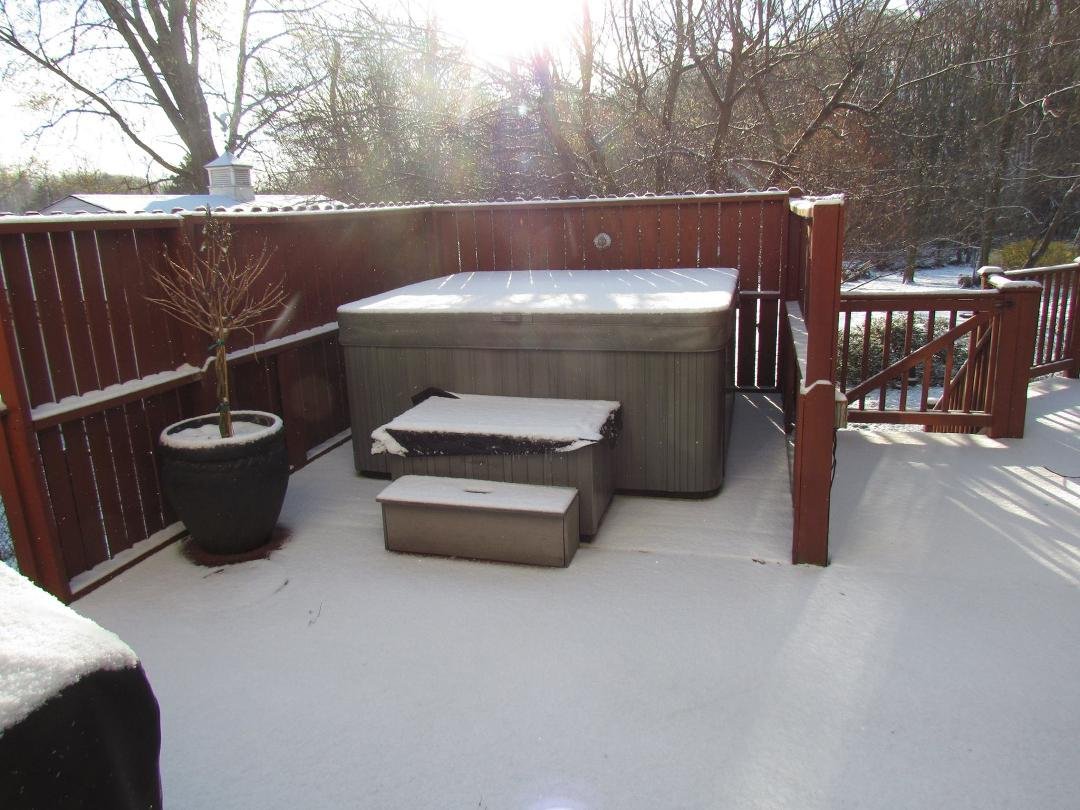 We power washed the patio yesterday, just in time for our last Spring snow.