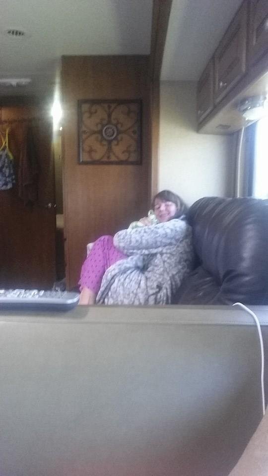 Typical teen.......everyone else has put in 20 some odd miles on the bikes.  She decided to chill, today---still in her jammies at 1 p.m.   lol. But, she did kayak about 7 miles, yesterday.  :))