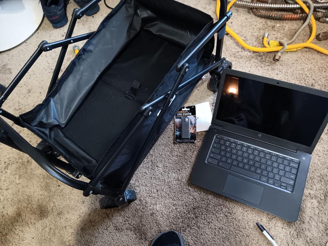Temu got me on this wagon! Said it holds 450lbs. My laptop is bigger then it!!¡! Possibilities are very limited on what I can carry in it....LOL