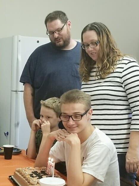 Fred 15th Birthday, Ty, Ang, and Steven.