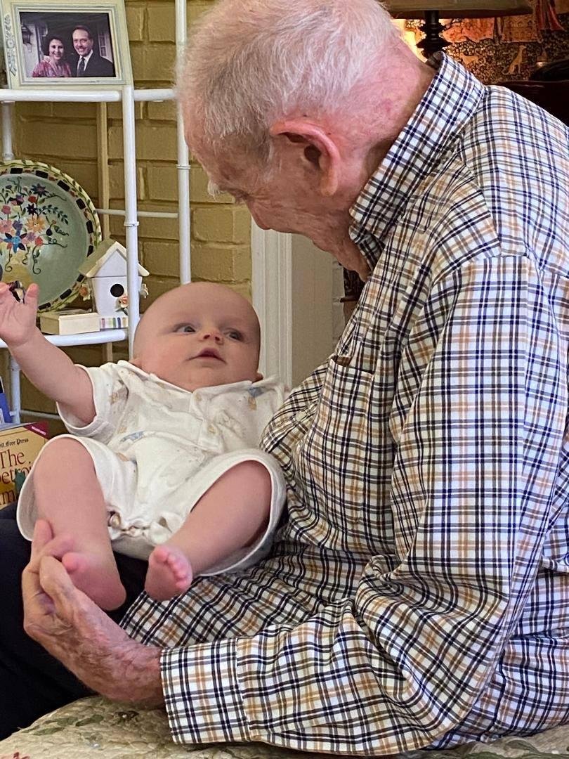 Great-grandpa Henry getting some Little Henry time.