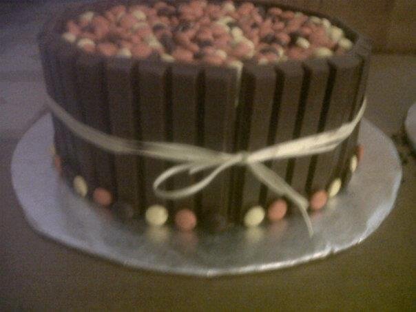 Reeses Pieces/Kit-Kat Cake I'm donating to the Bake Sale tomorrow @ Clete n' Connies