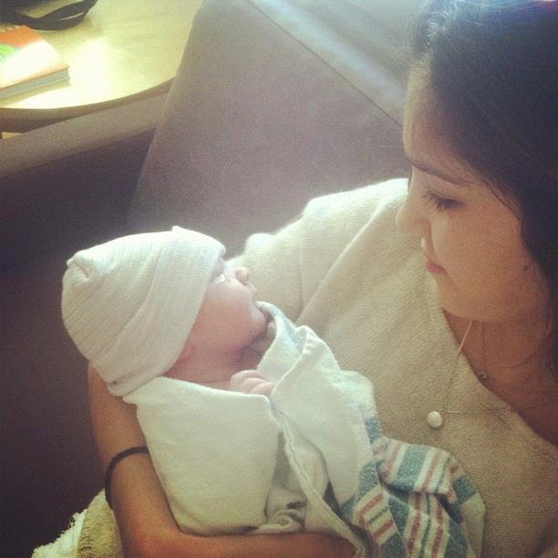 The baby's name is Leighton.