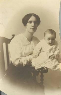 This is the photo my grandfather carried with him throughout WWI of his wife (my grandmother) May Daly and my Mom Elizabeth May Daly.