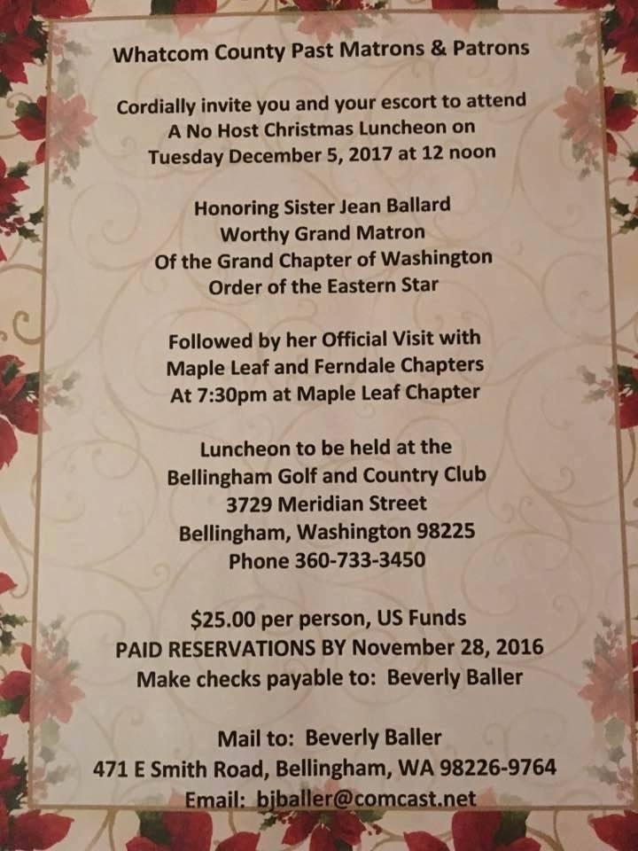 For those who haven't sent in reservations yet.... please make checks payable to Beverly Baller....and do it before the 28th of November. The entertainment is worth the price of the lunch! Hope to see lots of you there!
