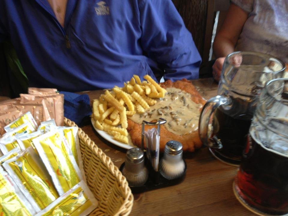 Tonight's dinner. Julie, Ethan and I tried to tackle the cheeseburger. The burger won.