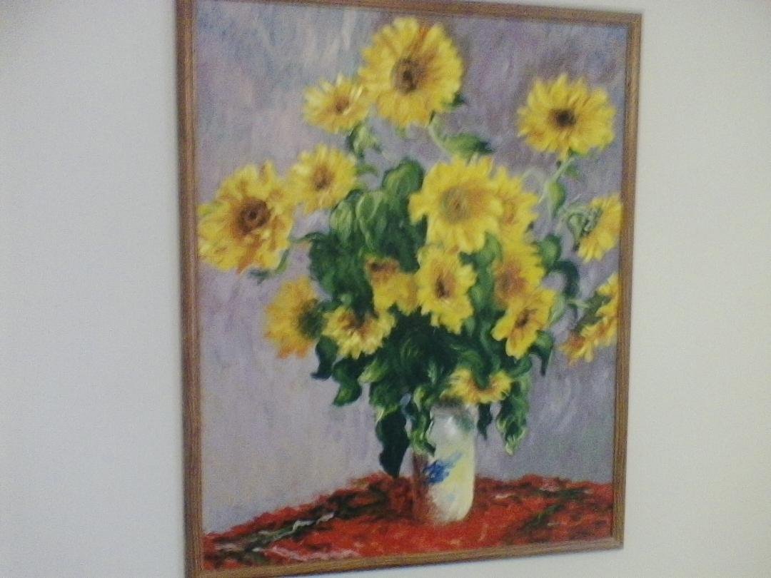 Painting by Taylor Knight reproduction of Claude Monet's Sunflowers