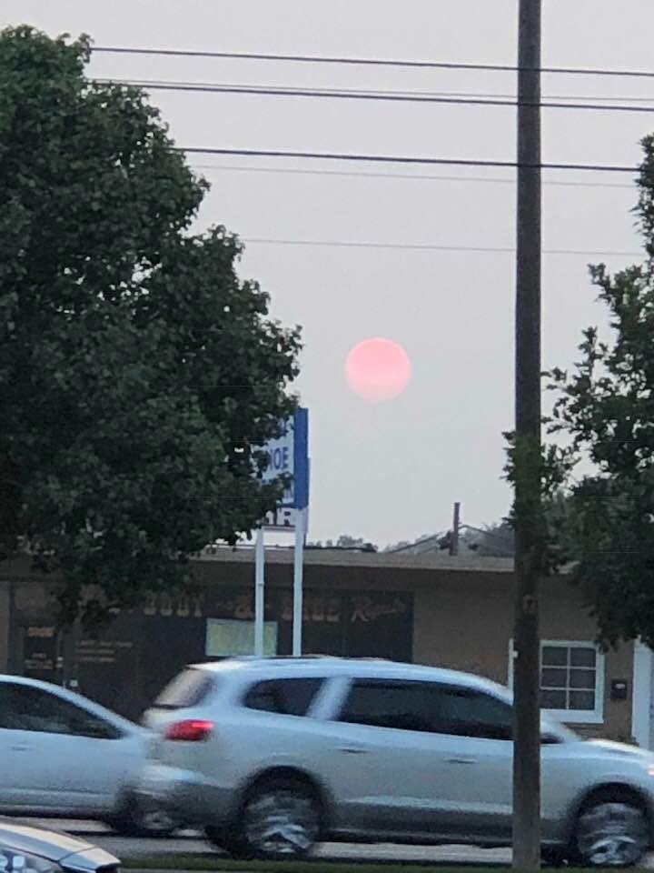 Guess the smoke is making the sun super pink tonite!!