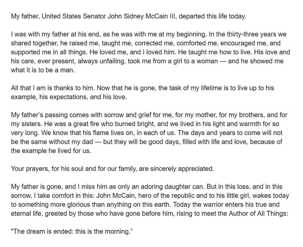 Meghan McCain's Tribute about her Father