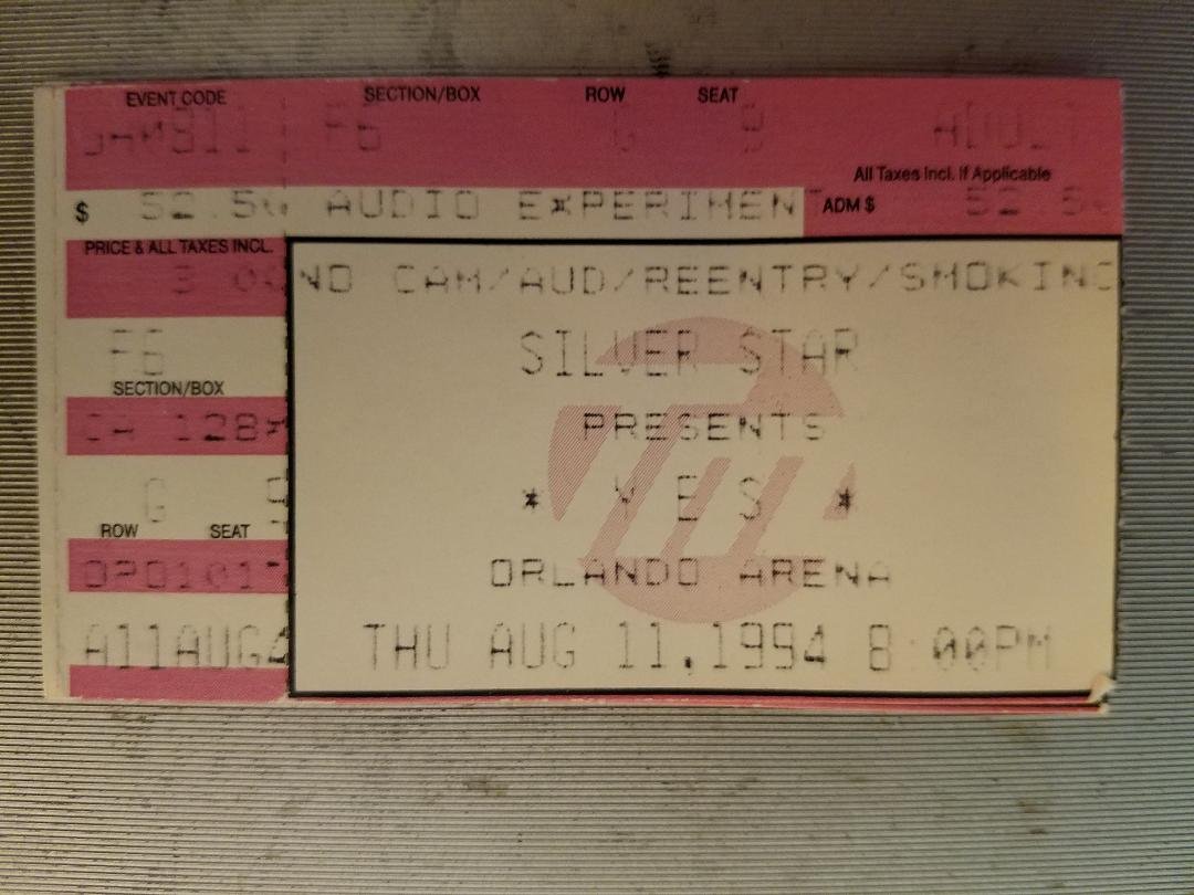 My last "Yes" concert was in 1994 at the Orlando Arena. Those were the days!
