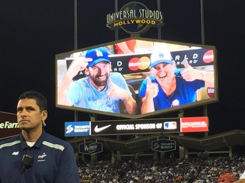 On the big screen. Let's go Dodgers