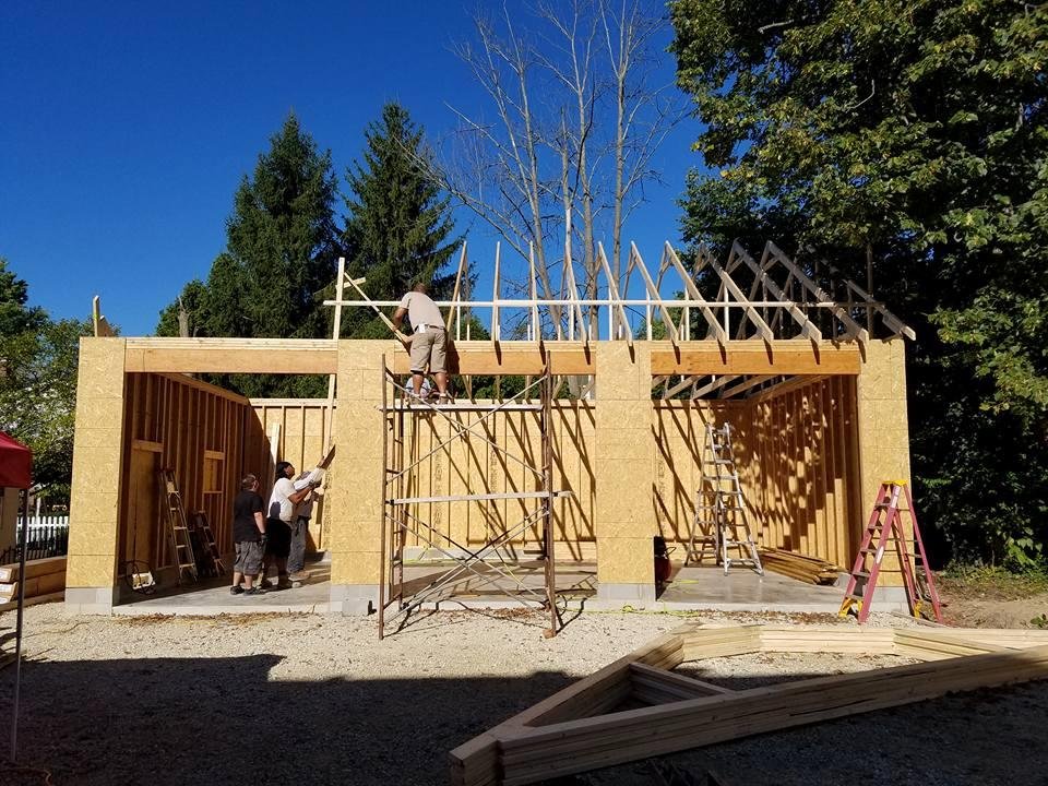 Trusses finally going up.