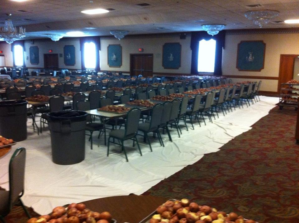 Ok we have 1400 pounds of potatoes to peel for Our Famous German Potato Salad, we're is our help!!!!